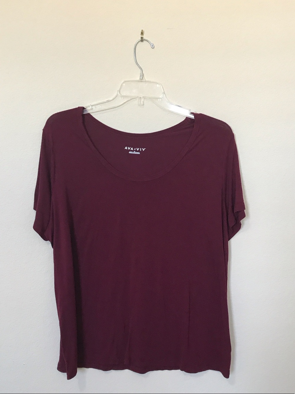 Ava & Viv Short Sleeve Scoop Neck Top - Plum